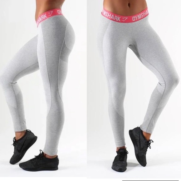 Gymshark Pants - Gymshark Flex leggings in light Grey Marl/Pink Band, size M